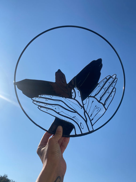 Shadow Puppet Birds Stained Glass