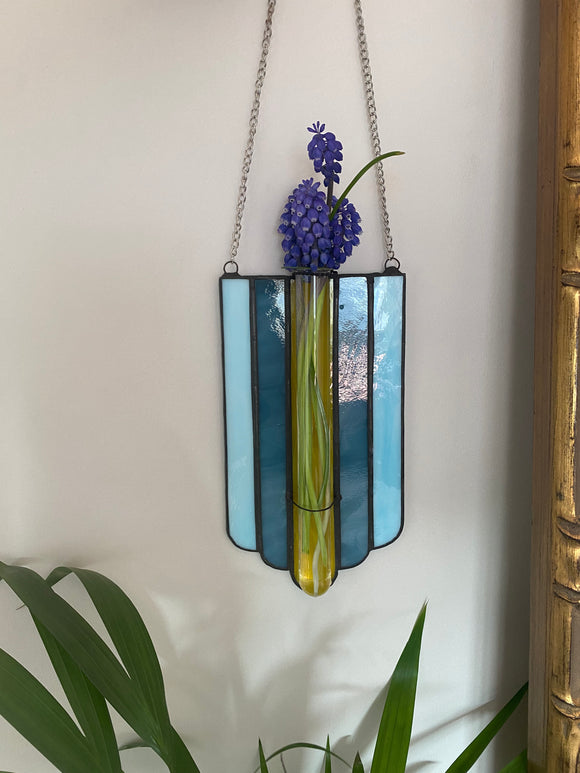 Stained Glass Hanging Flower Vase